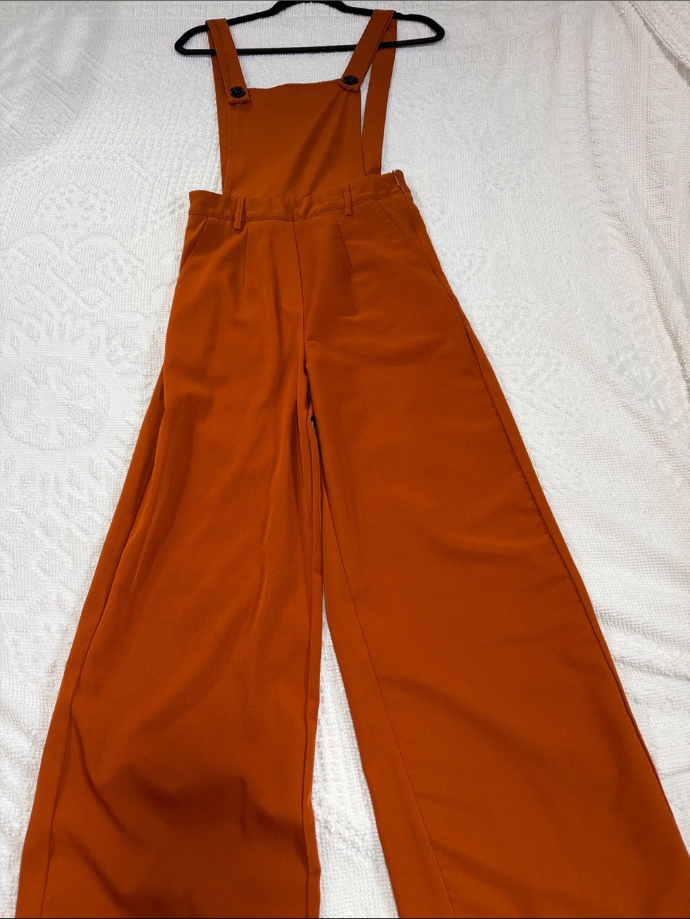 Cider Wide-Leg Suspender Jumpsuit in Rust